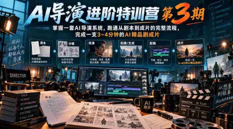 第3期AI导演高端训练营：全流程解锁AI导演系统，打造3-4分钟AI佳片，附赠前两期精华内容-OG资源站