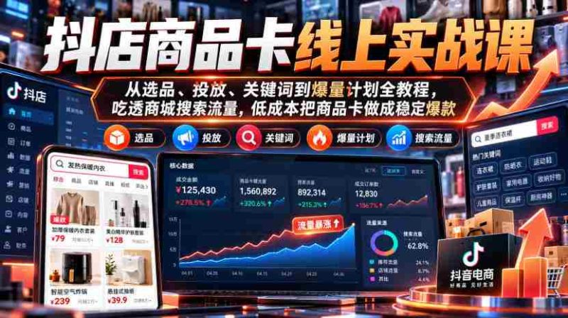 揭秘抖店商品卡高效策略：全方位实战教学，从精选商品到爆款打造，轻松掌握搜索流量，低成本打造热门商品-OG资源站