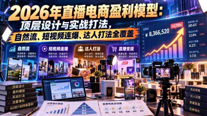 2026直播电商盈利新策略：揭秘高端布局与实战攻略，全渠道流量、短视频爆发、网红策略一网打尽-OG资源站