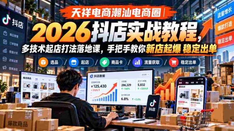 潮汕电商新势力：2026抖店实操指南，多元技术开店策略，实操课程助力店铺爆炸式增长-OG资源站