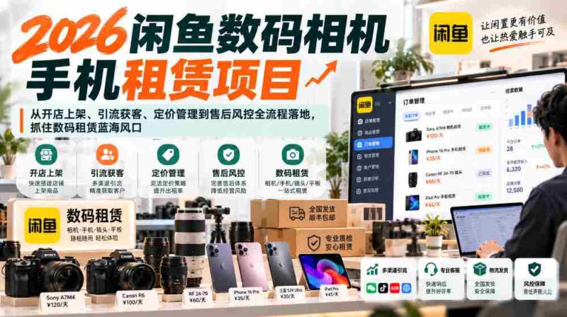 2026年闲鱼数码相机手机租赁新商机，一站式开店运营攻略：上架、引流、定价与售后管控，把握数码租赁市场无限潜力-OG资源站