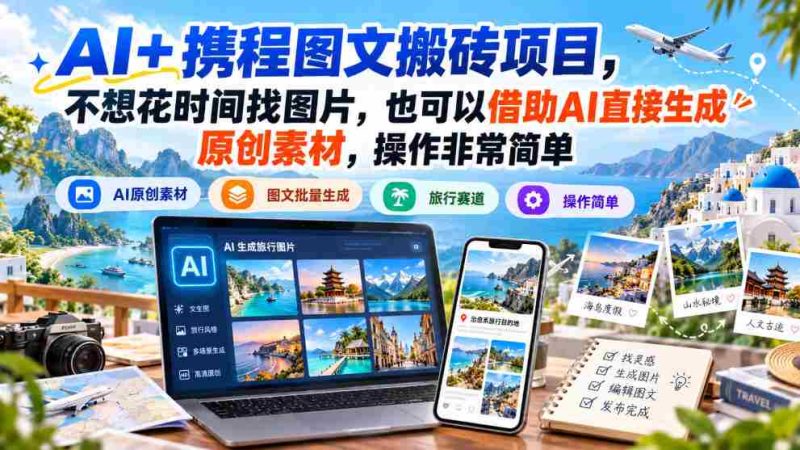 AI+携程图文搬砖项目，不想花时间找图片，也可以借助AI直接生成原创素材，操作非常简单-OG资源站