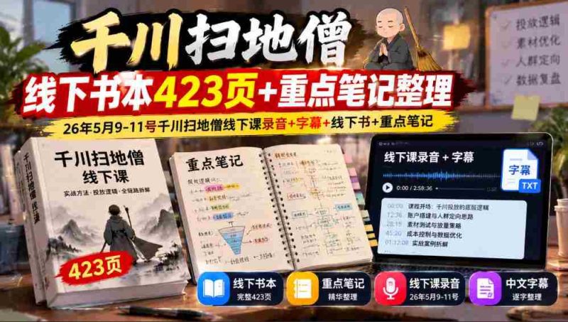 千川扫地僧线下秘籍全收录：423页宝典+深度笔记，5月9-11日精华录音、字幕及书籍一网打尽-OG资源站