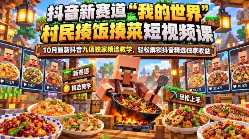 探索抖音新领域：“我的世界”村民挑战烹饪，10月揭晓抖音独家教学秘籍，轻松赚取精选收益攻略-OG资源站