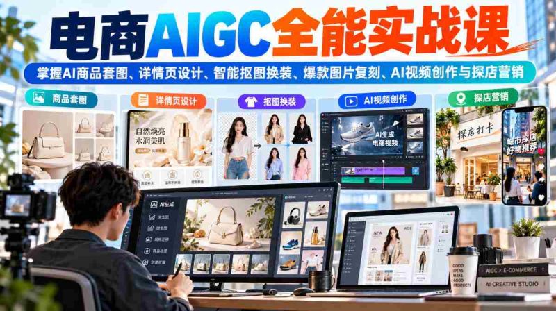 AI赋能电商全链路：解锁商品图片、详情页制作、智能换装、爆款复制及视频营销技巧-OG资源站
