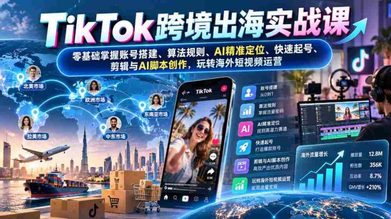 短视频跨境攻略：从零开始，解锁TikTok账号运营、算法精通、AI智能定位、高效起号技巧、剪辑与AI脚本制作，轻松驾驭国际短视频市场-OG资源站