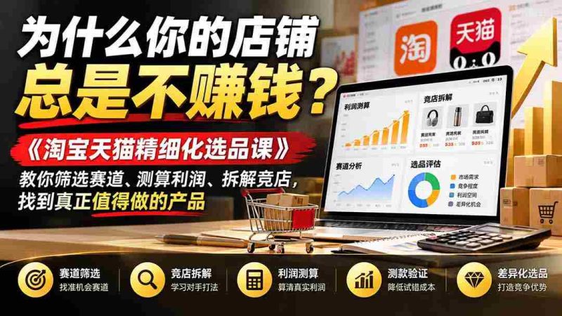 揭秘店铺盈利难题：《淘宝天猫精挑细选课程》带你精准选品、利润预估、对手分析，挖掘爆款潜力-OG资源站
