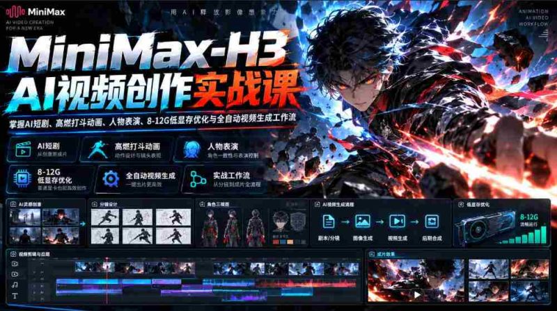 探索MiniMax-H3 AI视频制作奥秘：轻松驾驭短剧、燃情打斗、人物演绎，解锁8-12G低显存高效工作流-OG资源站