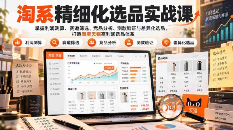 实战解析:打造电商货架选品高招,揭秘淘宝天猫利润增长秘籍:精准测算、赛道精挑、竞品洞察、测款技巧与独到选品策略-OG资源站