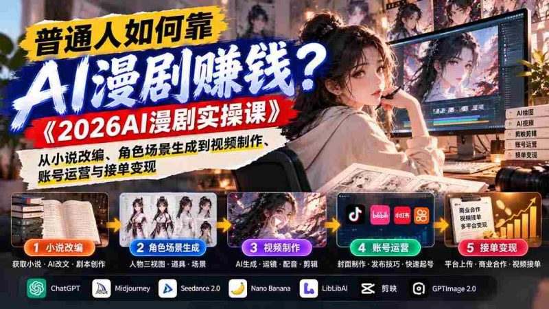 解锁AI漫剧致富之路:2026实操课教你小说改编到视频变现全攻略-OG资源站