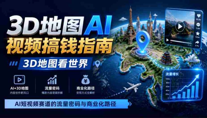 3D地图AI视频搞钱指南，3D地图看世界，AI短视频赛道的流量密码与商业化路径【文档】-OG资源站
