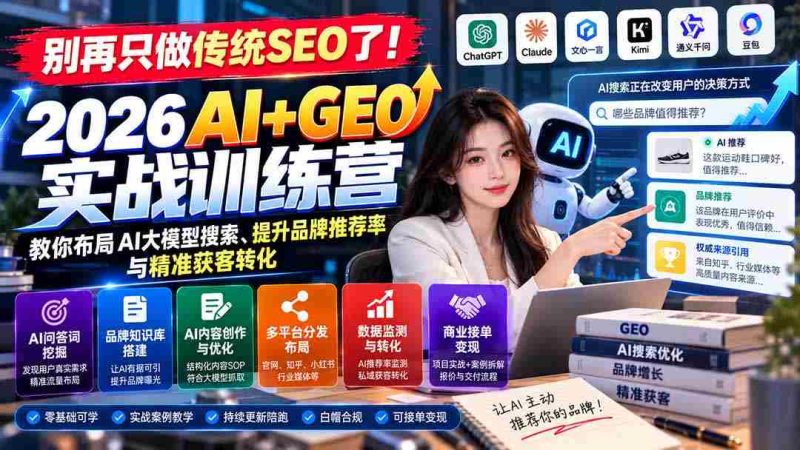 告别单一SEO!加入《2026年AI与GEO实战培训营》,解锁AI大模型搜索策略,升级品牌推荐效能,精准捕获潜在客户-OG资源站