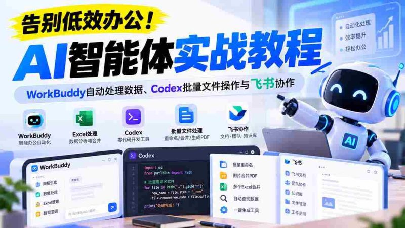 AI助手助力高效办公》：《AI智能体实战教程》WorkBuddy数据自动化、Codex批量文件操作及飞书协作指南-OG资源站