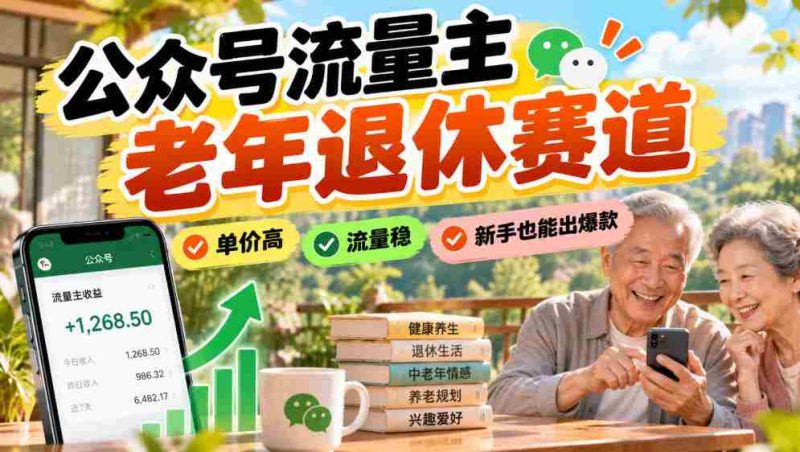 老年公众号流量主市场潜力巨大，价格昂贵，流量稳定，新手轻松打造热门内容-OG资源站