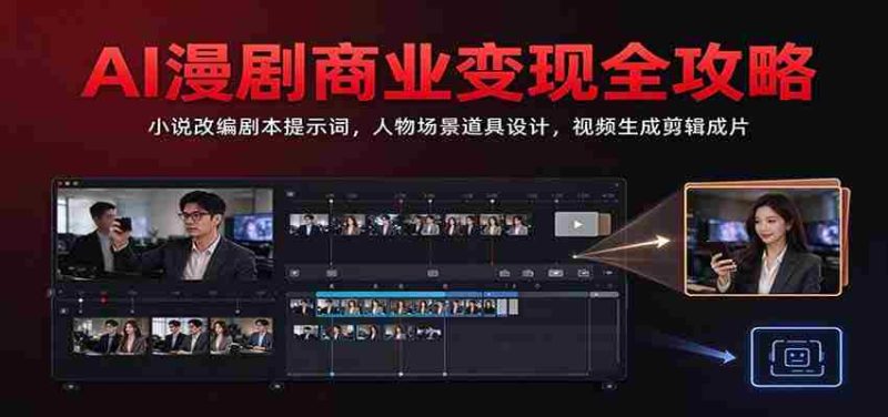 AI漫剧商业变现全攻略：小说改编剧本提示词，人物场景道具设计，视频生成剪辑成片-OG资源站