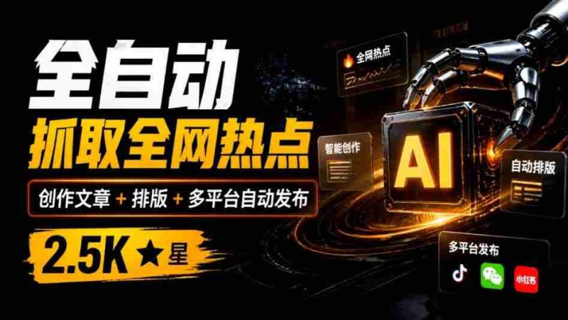 一触即发，全网热点尽在掌握！AI写作神器万稿汇AIMedia，自动抓取、创作、排版，跨平台一键发布，2.5k星用户力荐！-OG资源站
