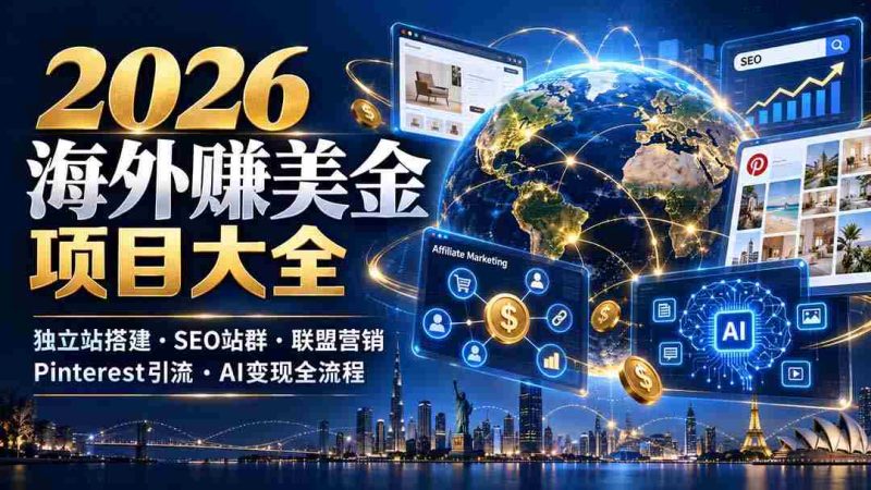 2026全球赚美元攻略:自主搭建独立平台、SEO矩阵布局、联盟推广、Pinterst精准引流及AI智能转化一网打尽-OG资源站