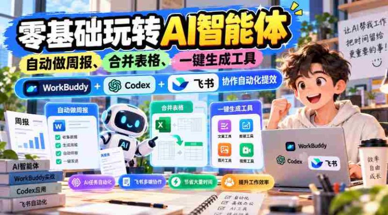 零门槛掌握】AI智能助手轻松驾驭，周报自动生成，表格合并无忧，WorkBuddy、Codex与飞书协作，效率翻倍自动化利器-OG资源站