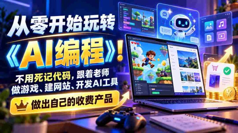 零基础也能轻松驾驭《AI编程》之旅：趣味教学，实战制作，从网站搭建到AI工具开发，打造独属你的盈利产品-OG资源站