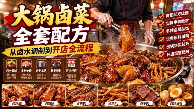 一锅卤香四溢，揭秘全套卤菜秘籍，开店摆摊两不误，学成后轻松赚钱-OG资源站