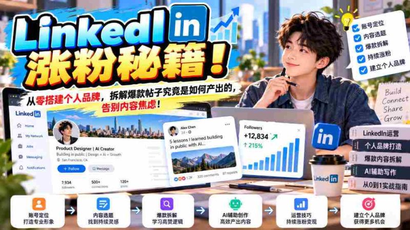 LinkedIn涨粉秘籍！从零搭建个人品牌，拆解爆款帖子究竟是如何产出的，告别内容焦虑！【原创双语字幕】-OG资源站