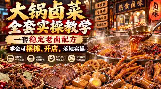 全方位大锅卤菜实战教程,独家秘制老卤配方,掌握后轻松创业,实战开店无忧-OG资源站