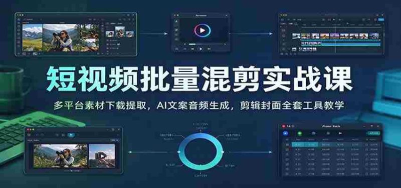 短视频批量混剪实战课：多平台素材下载提取，AI文案音频生成，剪辑封面全套工具教学-OG资源站