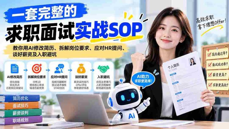 全方位求职面试攻略：AI优化简历秘籍，解析岗位要点，巧妙应对HR问题，薪资谈判攻略及入职陷阱警示-OG资源站