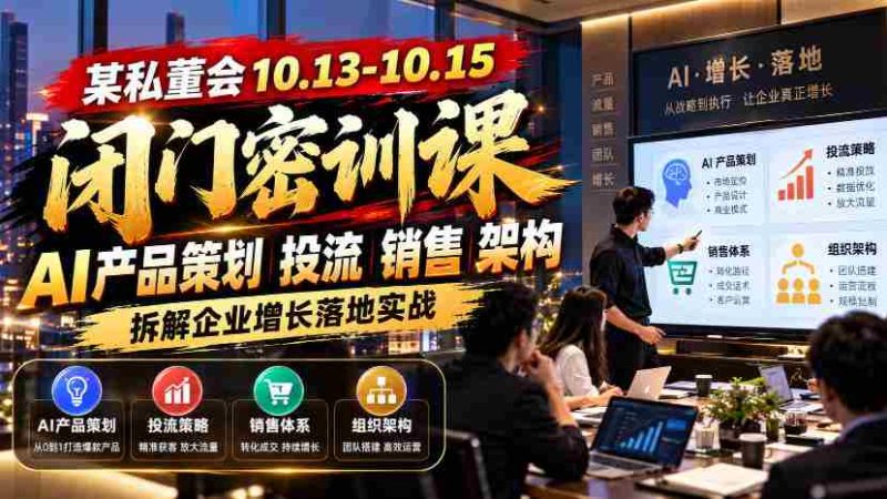 10月13日至15日，私董会闭门深度研讨会：AI产品投放策略与销售架构，解析企业增长实战路径-OG资源站