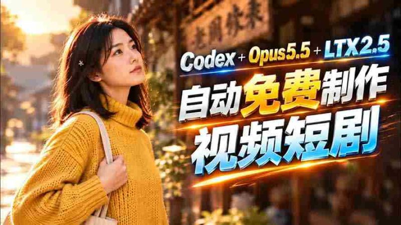 解锁Codex新功能，免费LTX-2.5助力视频创作，Claude Opus 5.5自动剪辑，一分钟即可呈现感人短剧《停了的表-OG资源站