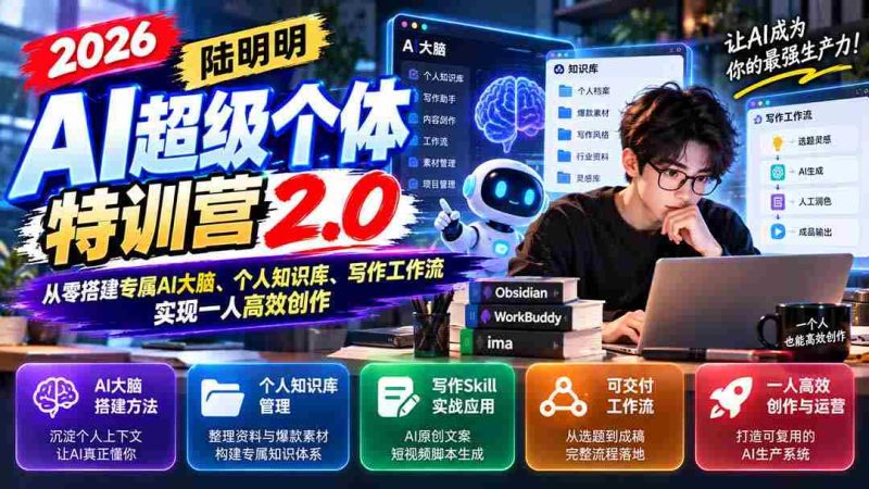 2026AI超级个体特训营2.0：从零搭建专属AI大脑、个人知识库、写作工作流，实现一人高效创作-OG资源站
