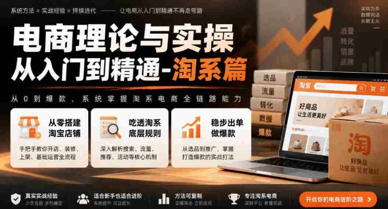 揭秘电商之路：淘系实操攻略，从新手建店到爆款打造，深度解析底层规则与稳步盈利技巧-OG资源站