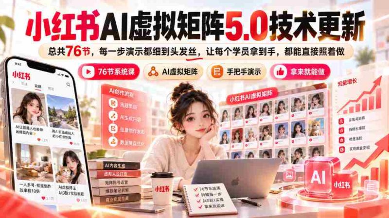 探索小红书AI矩阵5.0升级版：76节详尽教程，实操细节解析，轻松上手学习-OG资源站